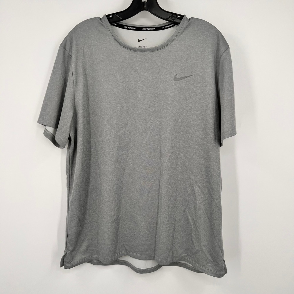 Nike Running Dri-FIT Shirt Mens Large Grey Short Sleeve Training Tee DV‎